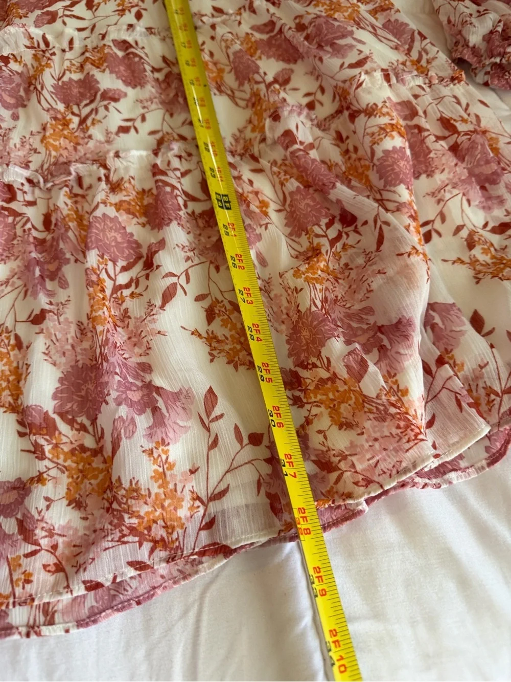 Trixxie Cream  and pink/ mauve Long-Sleeve Floral Tiered